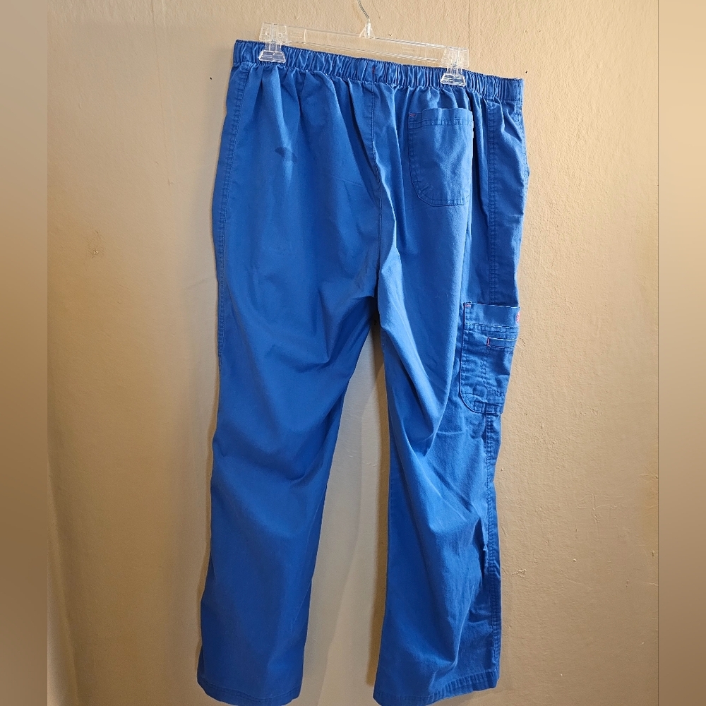 Blue Scrub Pants with Pink Drawstring - Picture 4 of 7